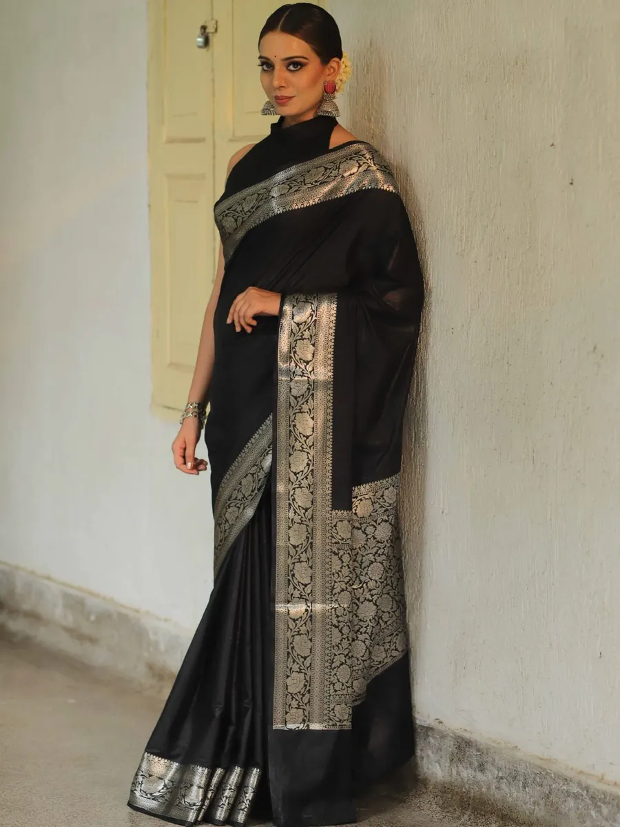 Katan Mango Silk Banarasi Jacquard Zari Border Design Saree